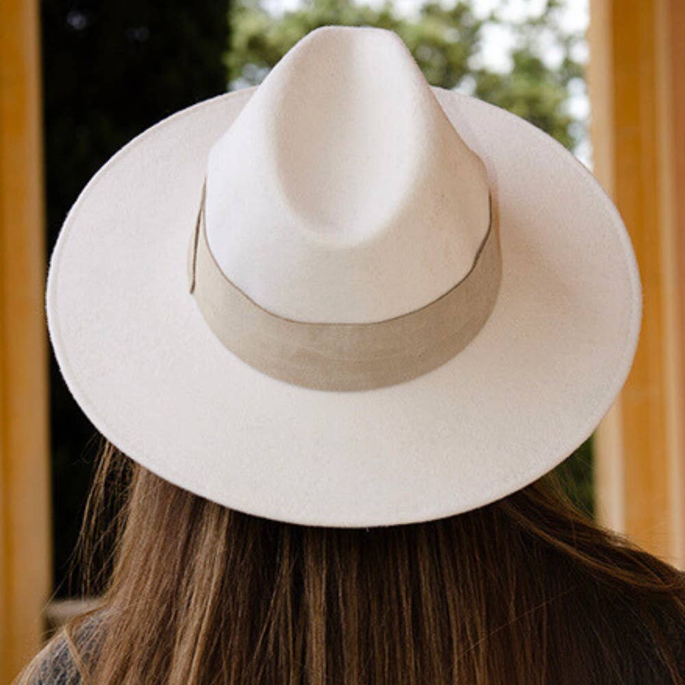 WIDE BRIM HAT - leather braid
