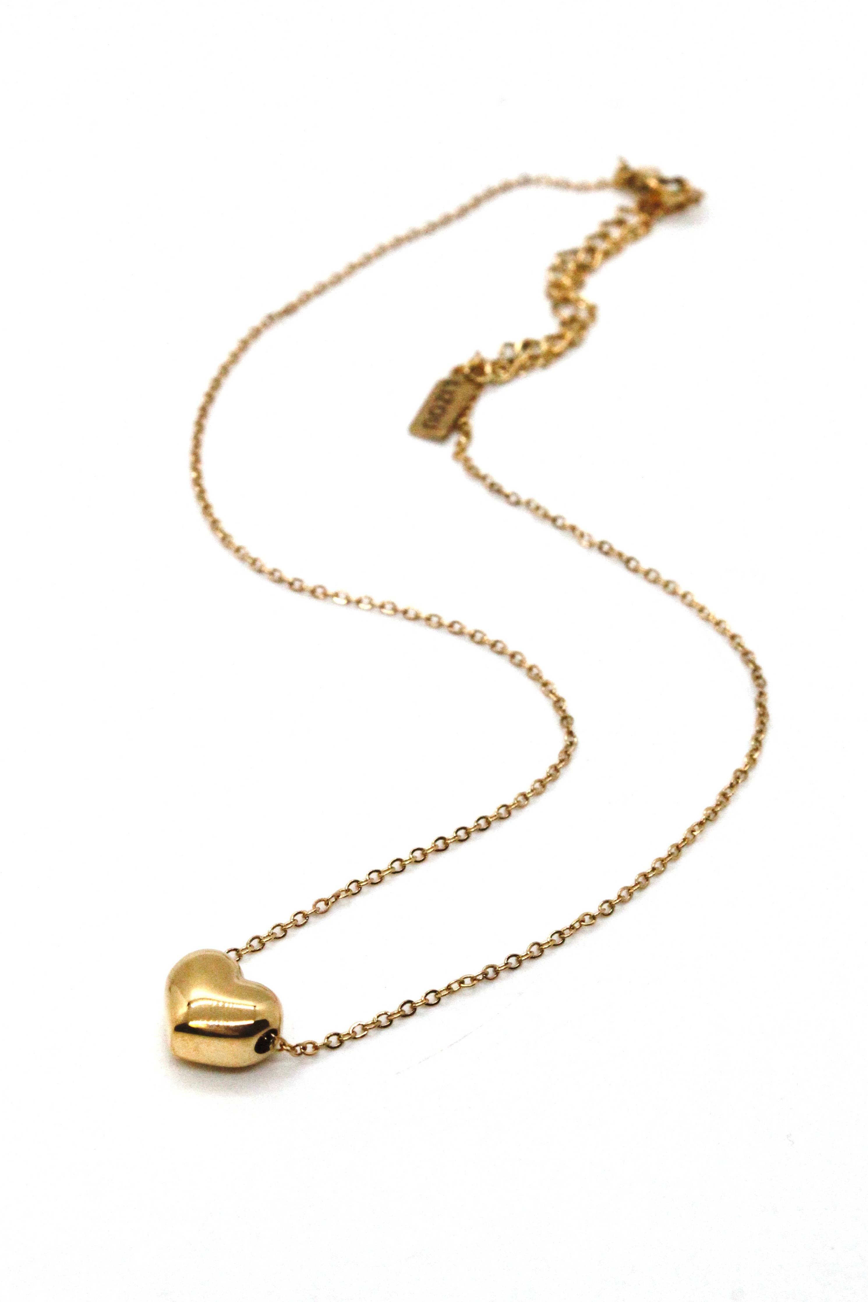 24K Gold Plate Single Heart Necklace -French Flair Collection- N2-2028