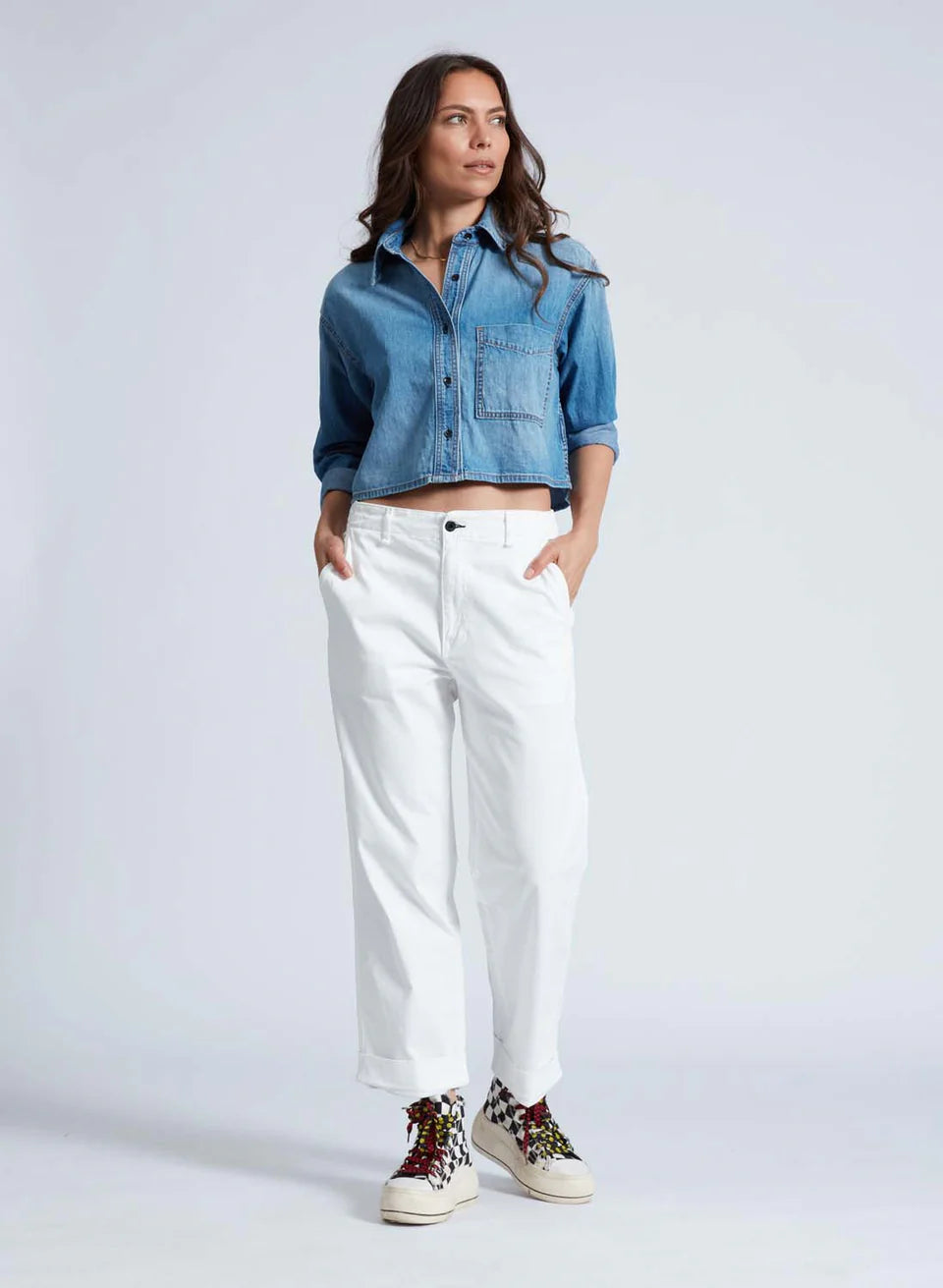 CROP DENIM SHIRT