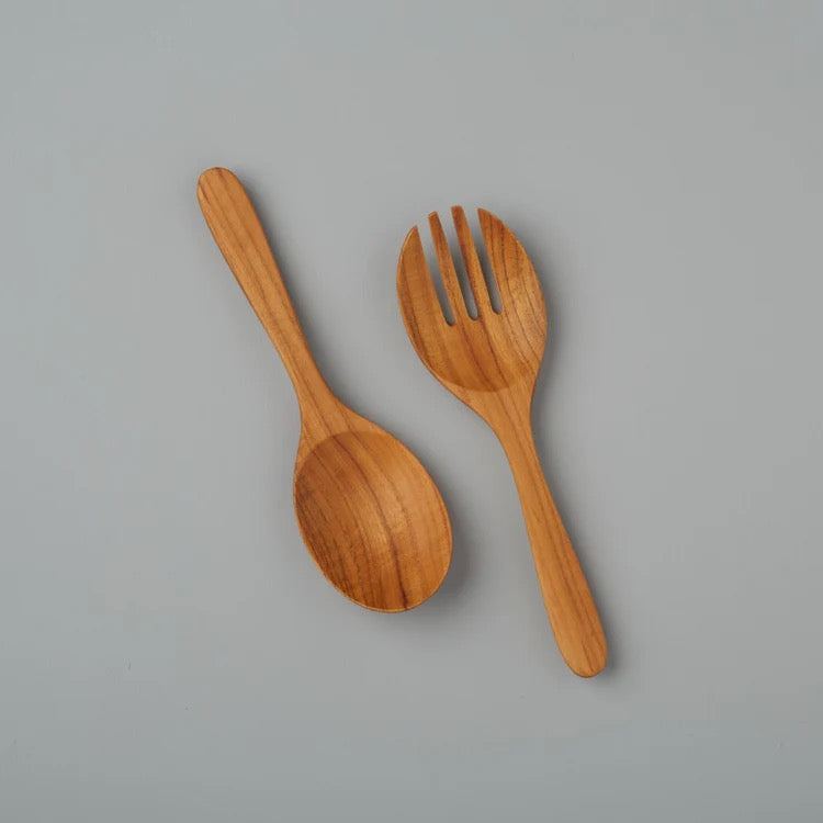 teak serving set