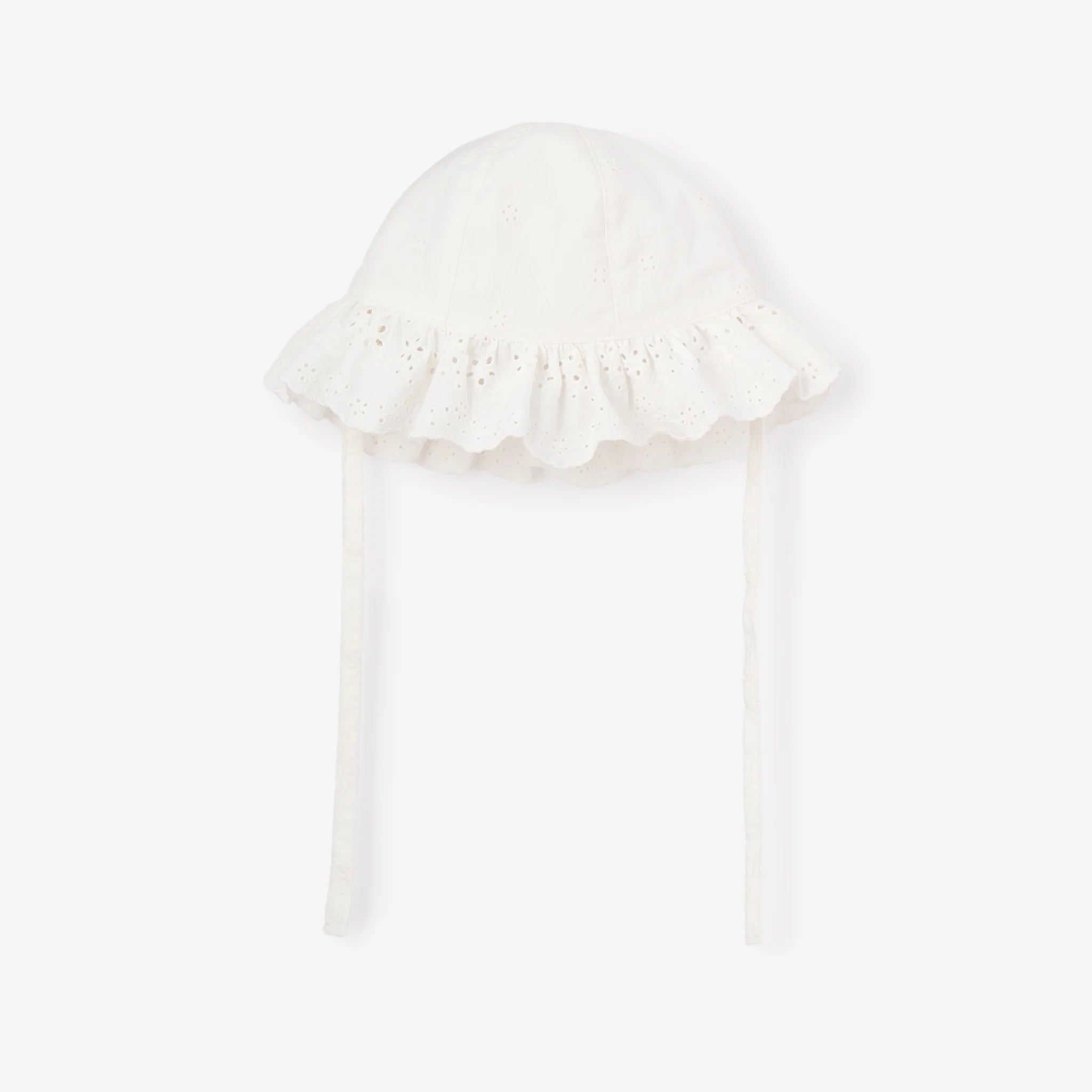 eyelet lace ruffle hat