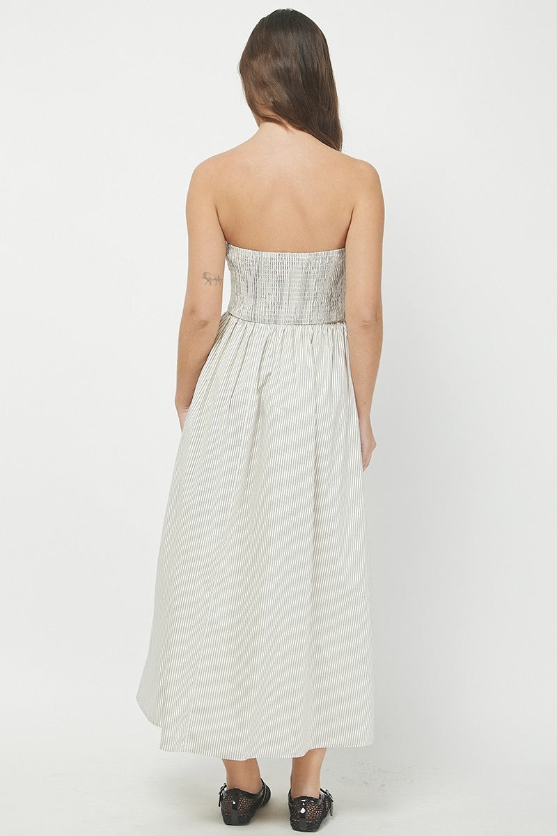 Striped maxi dress with back smocking