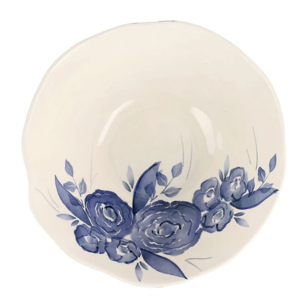blue camellia deep serving bowl