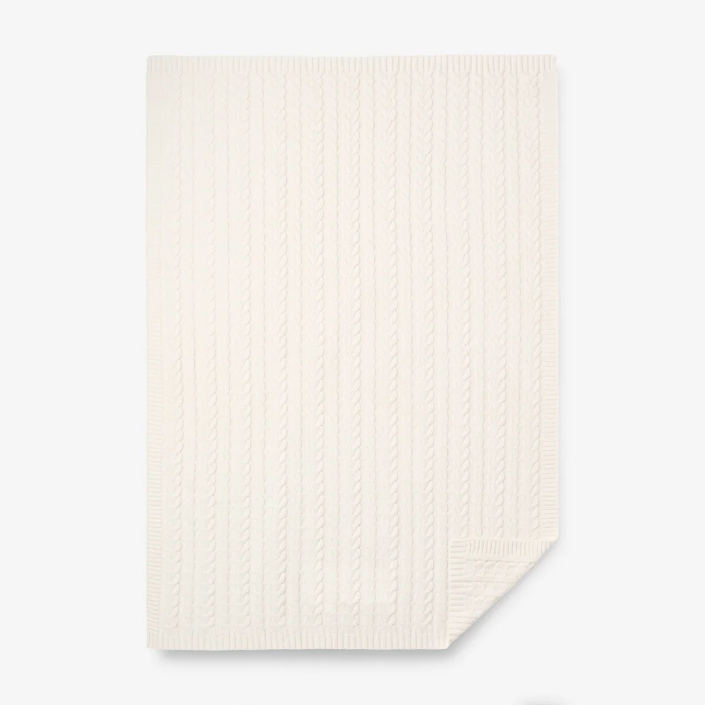 Whisper White Cable Blanket
