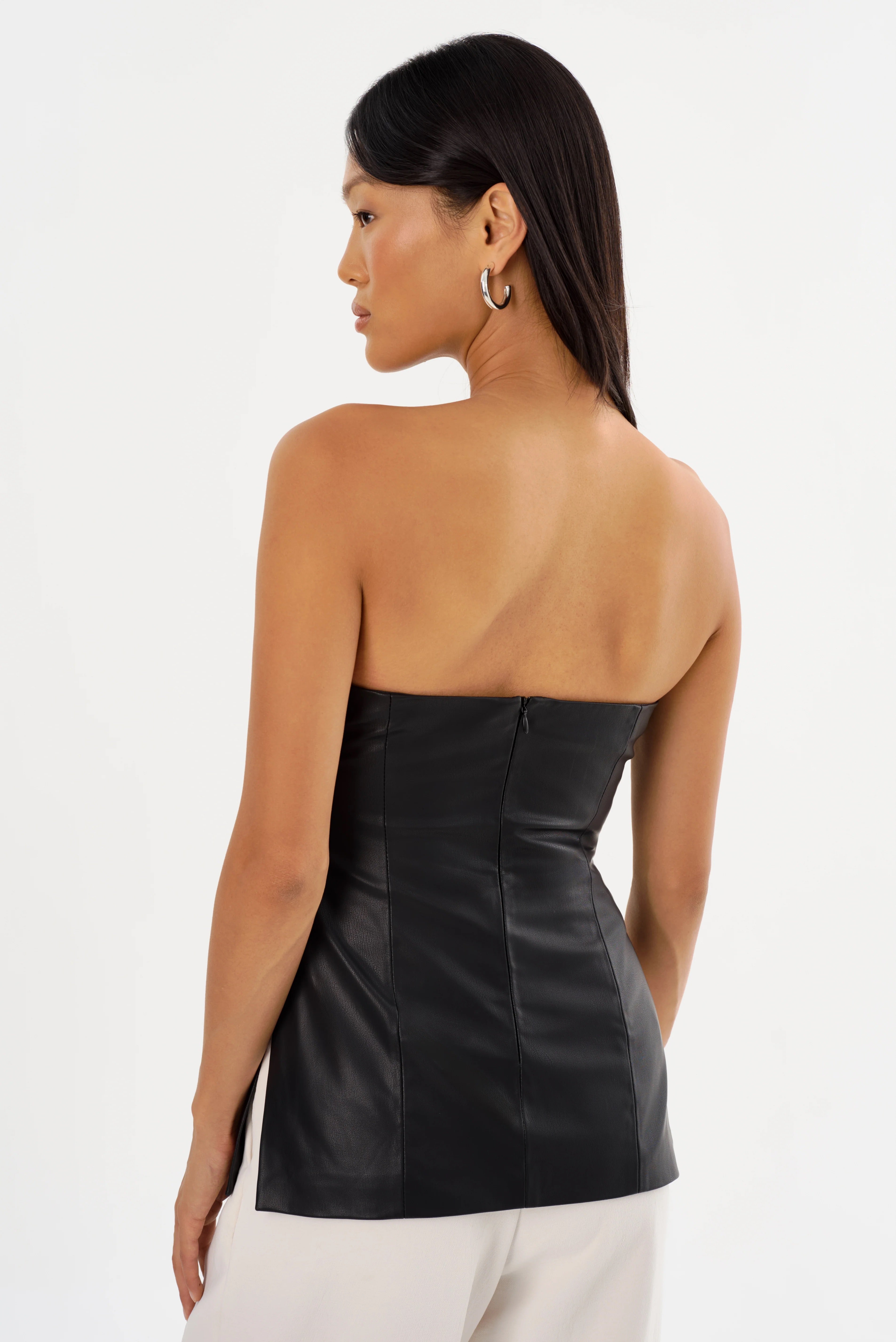 Strapless leather top