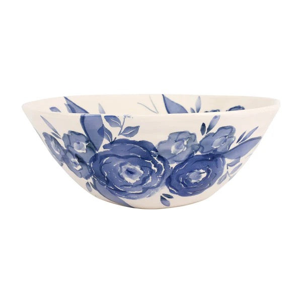 blue camellia deep serving bowl