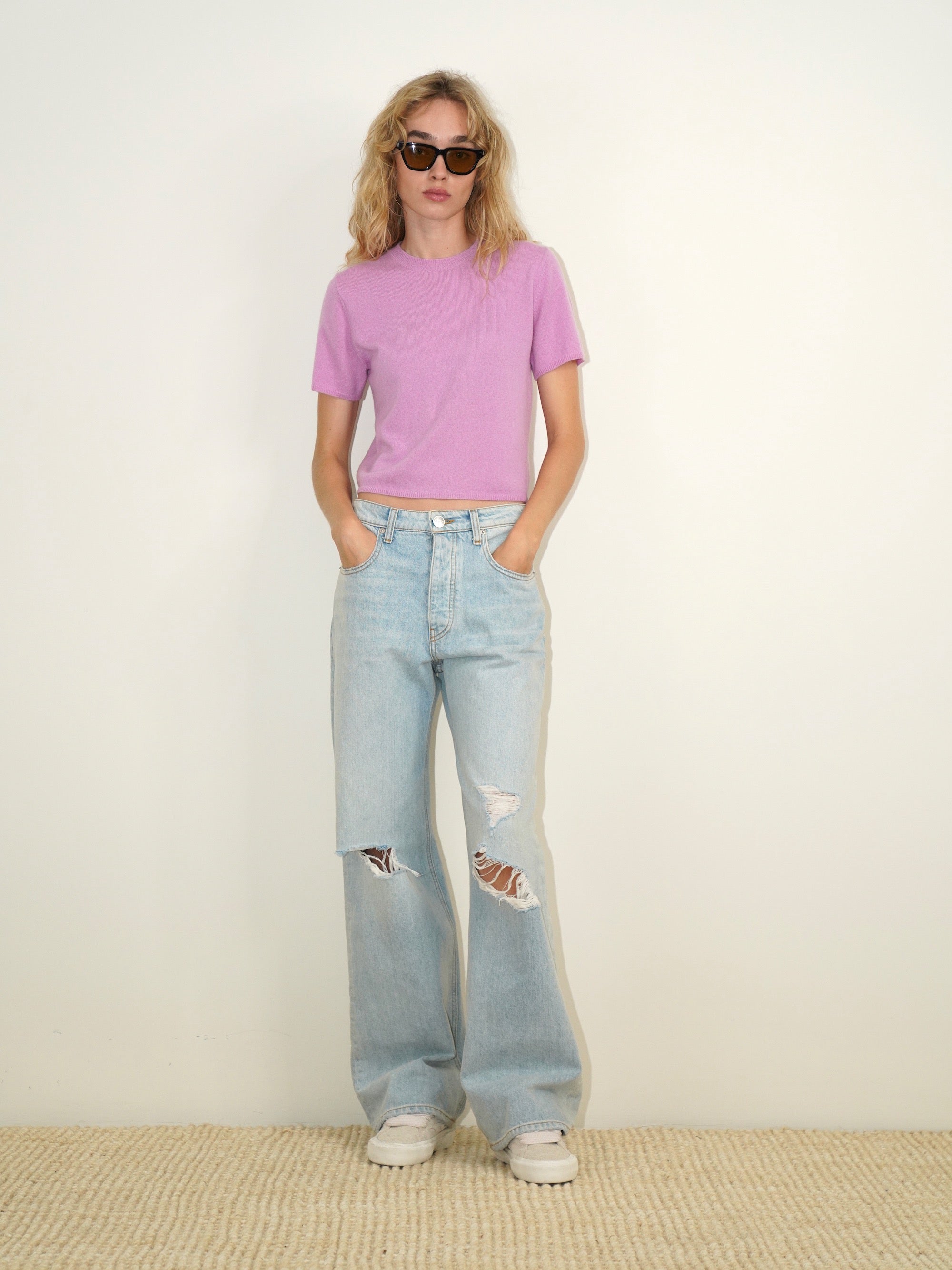 Charleston Relaxed short sleeve cashmere sweater