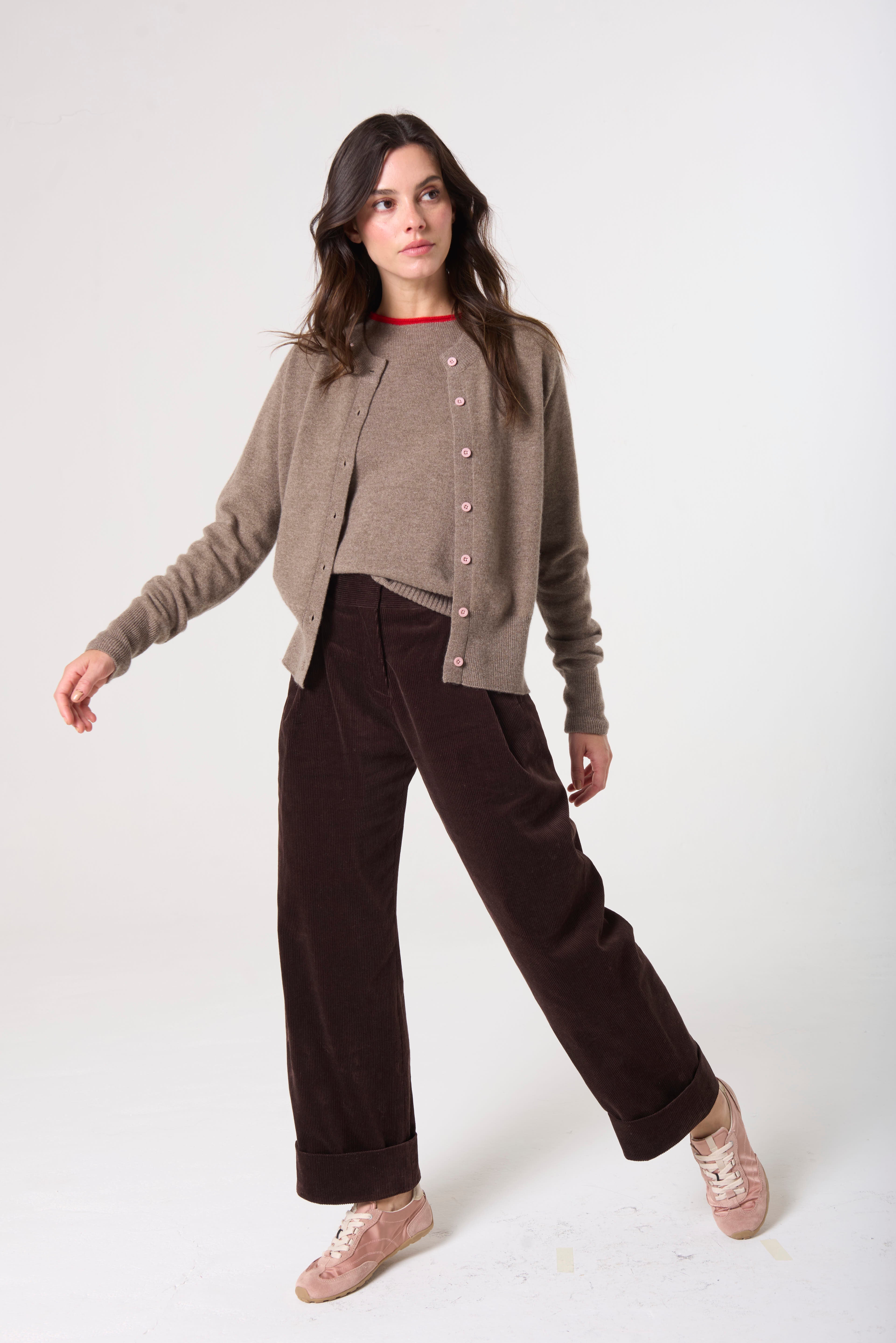 Halle Cardigan in Cashmere - Umber