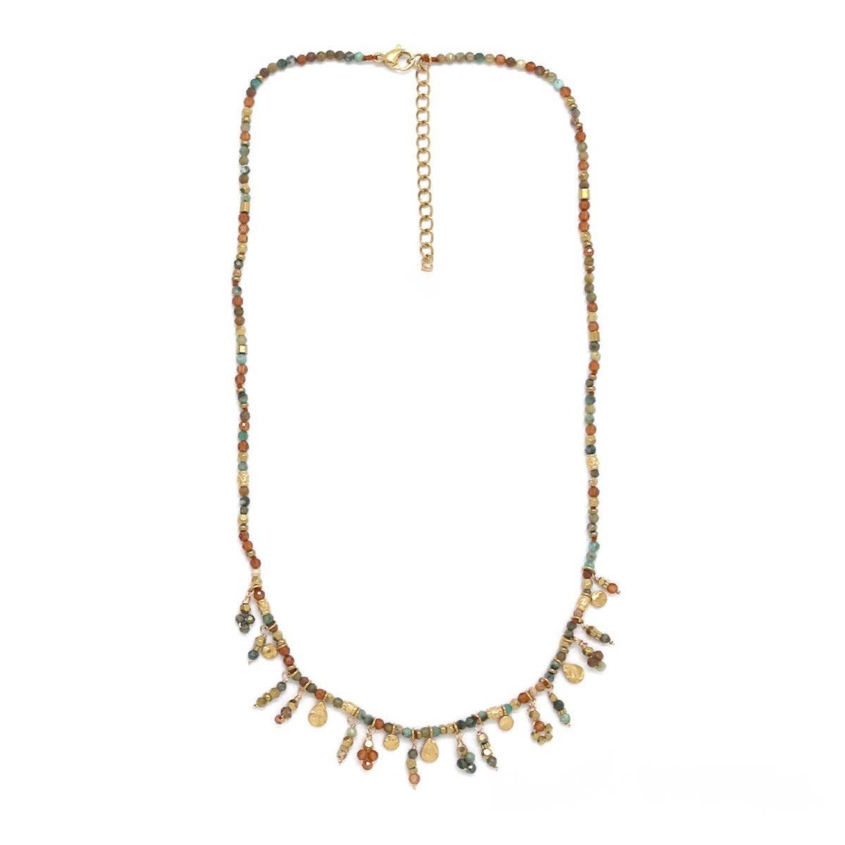 Mini Delicate Mixed Stone with Charms Necklace - N2-2714D