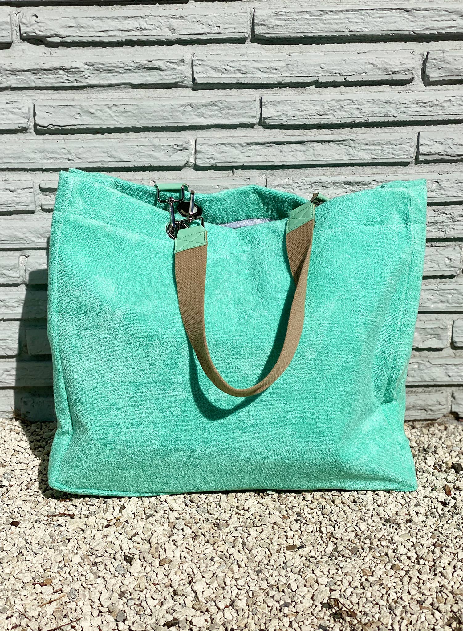 Solid Terry Plastic Lined Tote