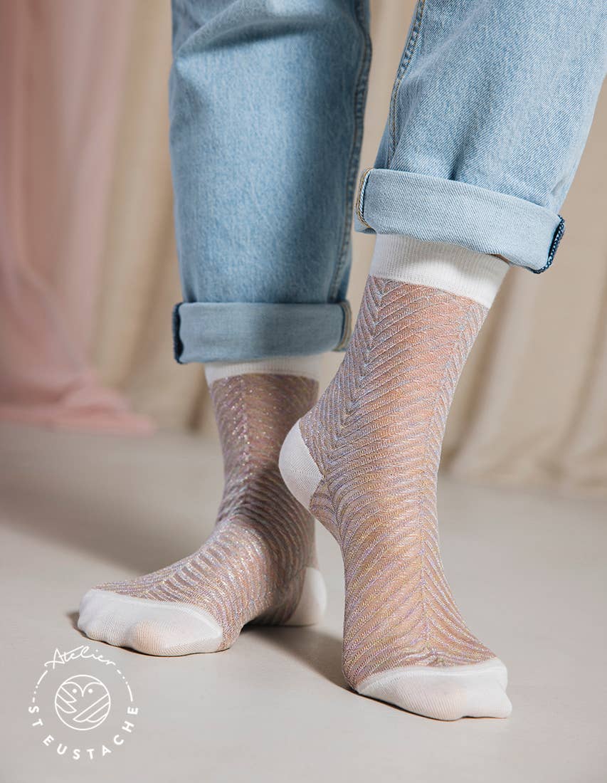 IRIDESCENT FIR • Shiny transparent women's socks