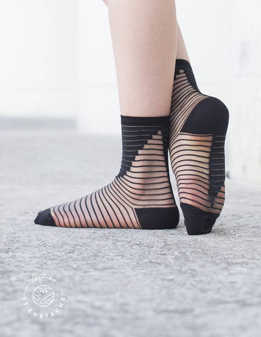 SHIBUYA BLACK • Women's transparent graphic socks