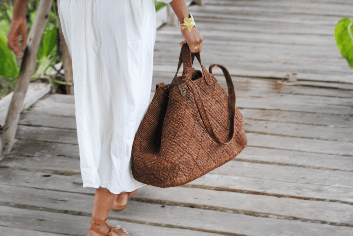 Bossy heritage large bag, in natural raffia