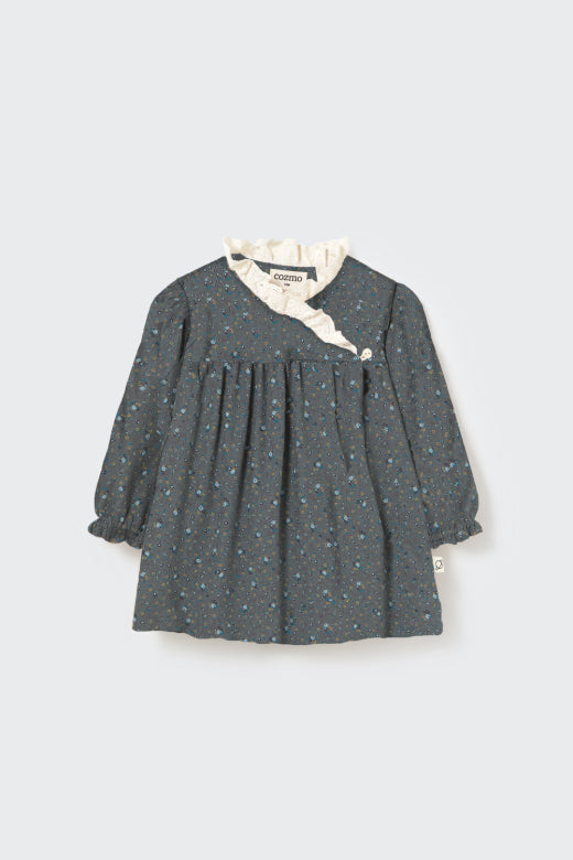 Melange floral flannel baby dress