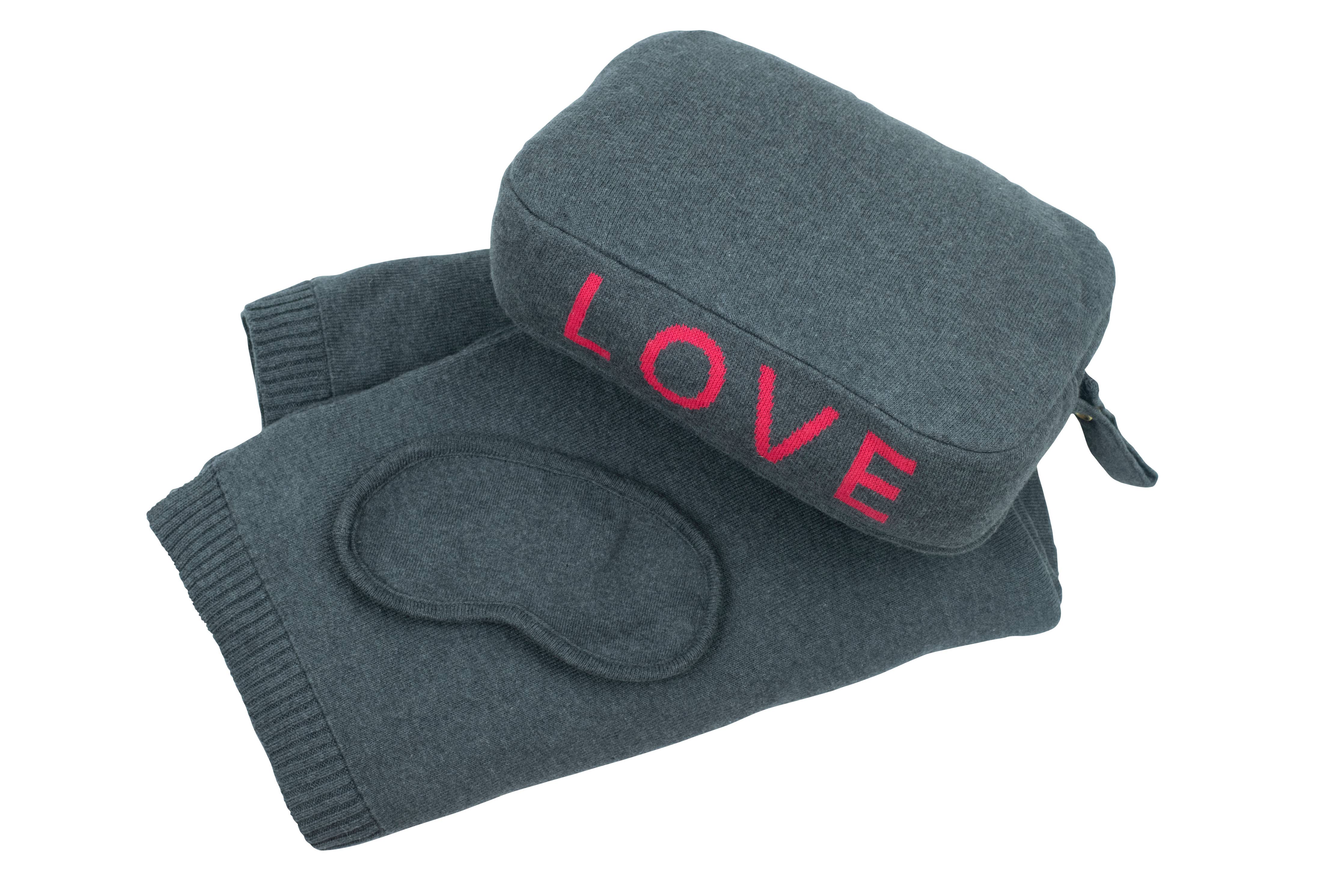 WORDS - LOVE - Dk grey mel/hot pink