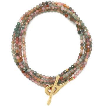 Luxury Faceted India Agate Stone Long Necklace - N2-2627