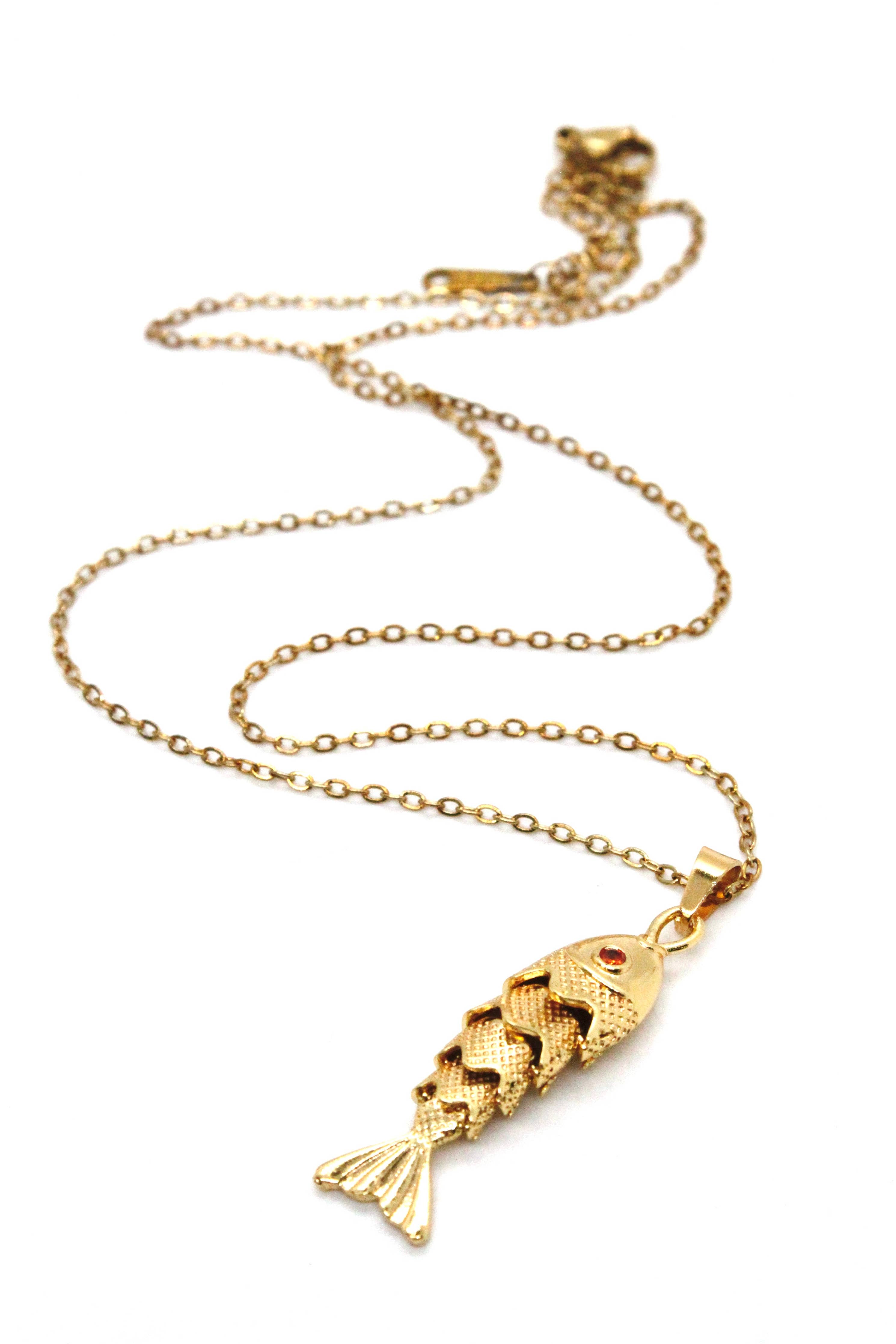 Delicate Articulated Gold Fish Necklace - N2-2564