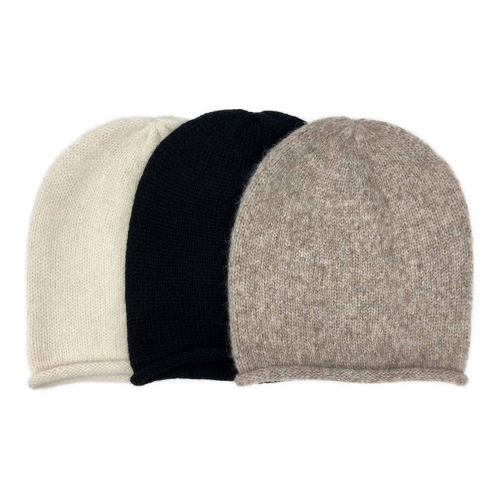 Beige Essential Knit Alpaca Beanie Hat