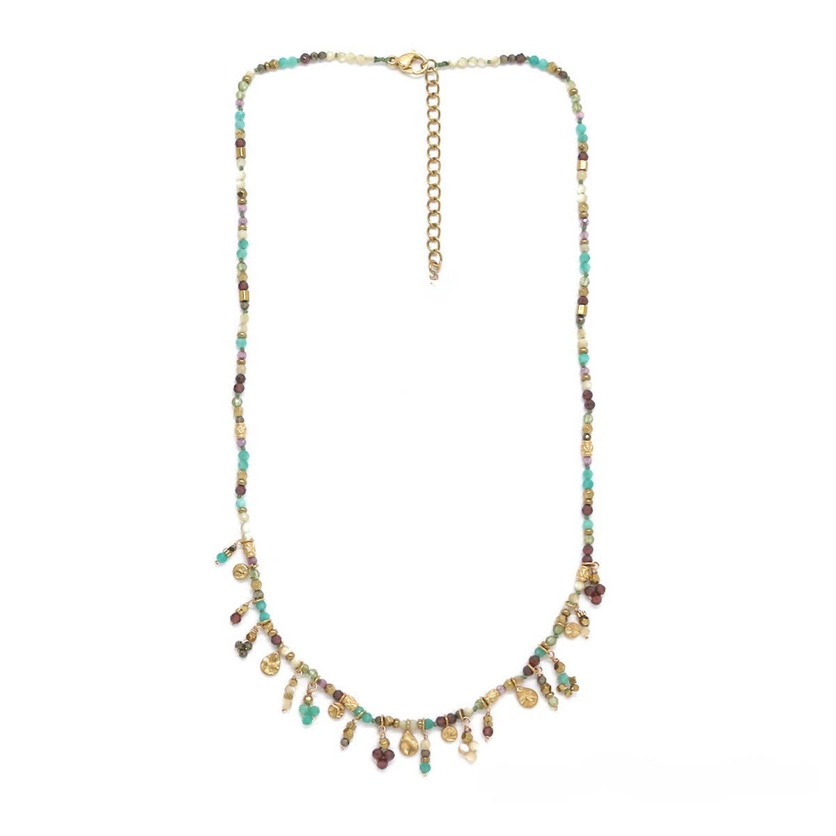 Mini Delicate Mixed Stone with Charms Necklace - N2-2714H