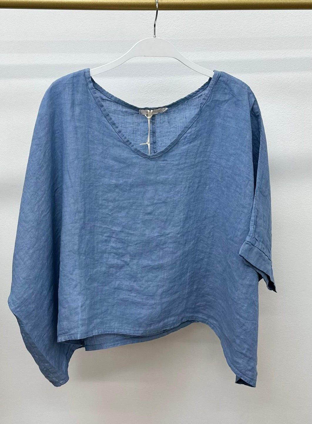 V neck linen dolman sleeve crop top