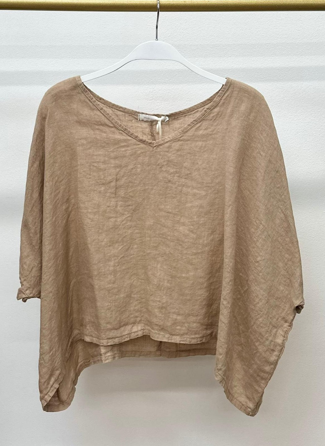 V neck linen dolman sleeve crop top