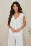 Ruffle detail linen top